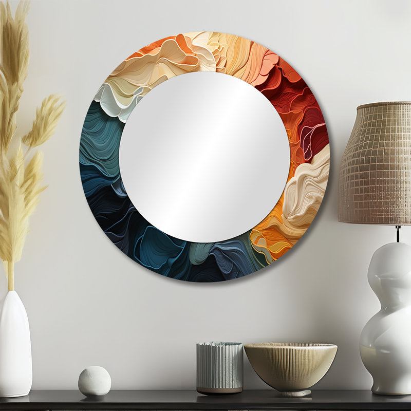 Biomorphism Organic Forms V - miroir mural Biomorphism, miroir décoratif rond moderne, impression d'art en métal