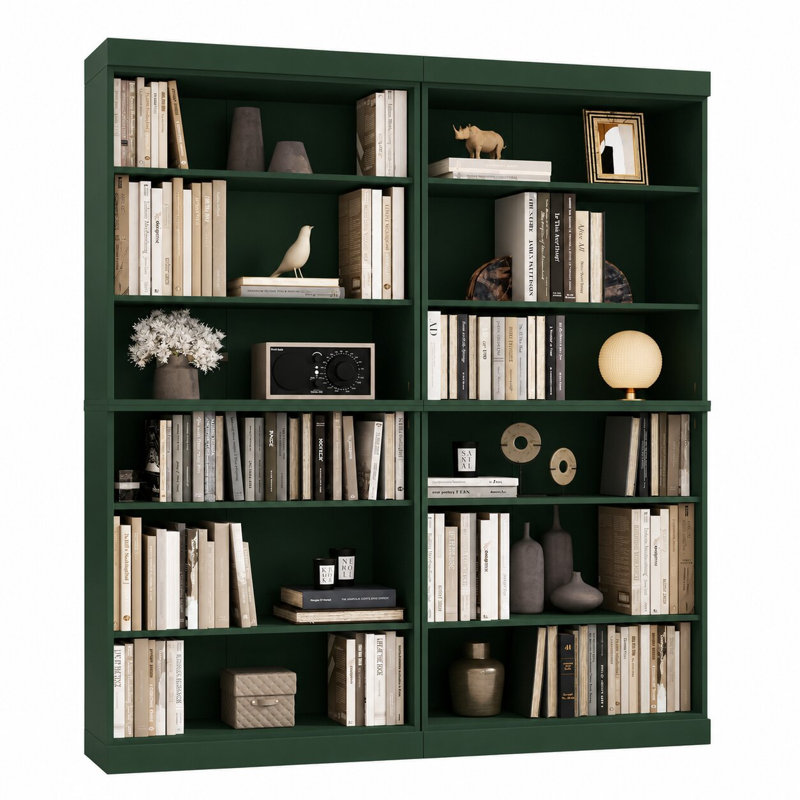 Bibliothèque modulaire haute à 12 étagères, 100 % bois massif, avec étagères réglables et rangement ouvert, 162,5 cm (L) x 181,5 cm (H)