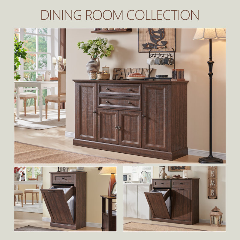 Niyah 58"  Buffet Cabinet with Storage, Sideboard Buffets Cabinet with 4  Doors and 2 Drawers, Brown
