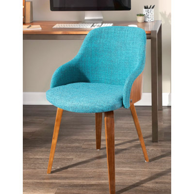Chaise de salle à manger / d'appoint en bois et tissu noyer