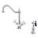 Heritage Deck Mount Double Handle Single Hole Kitchen Faucet with Porcelain Cross Handles