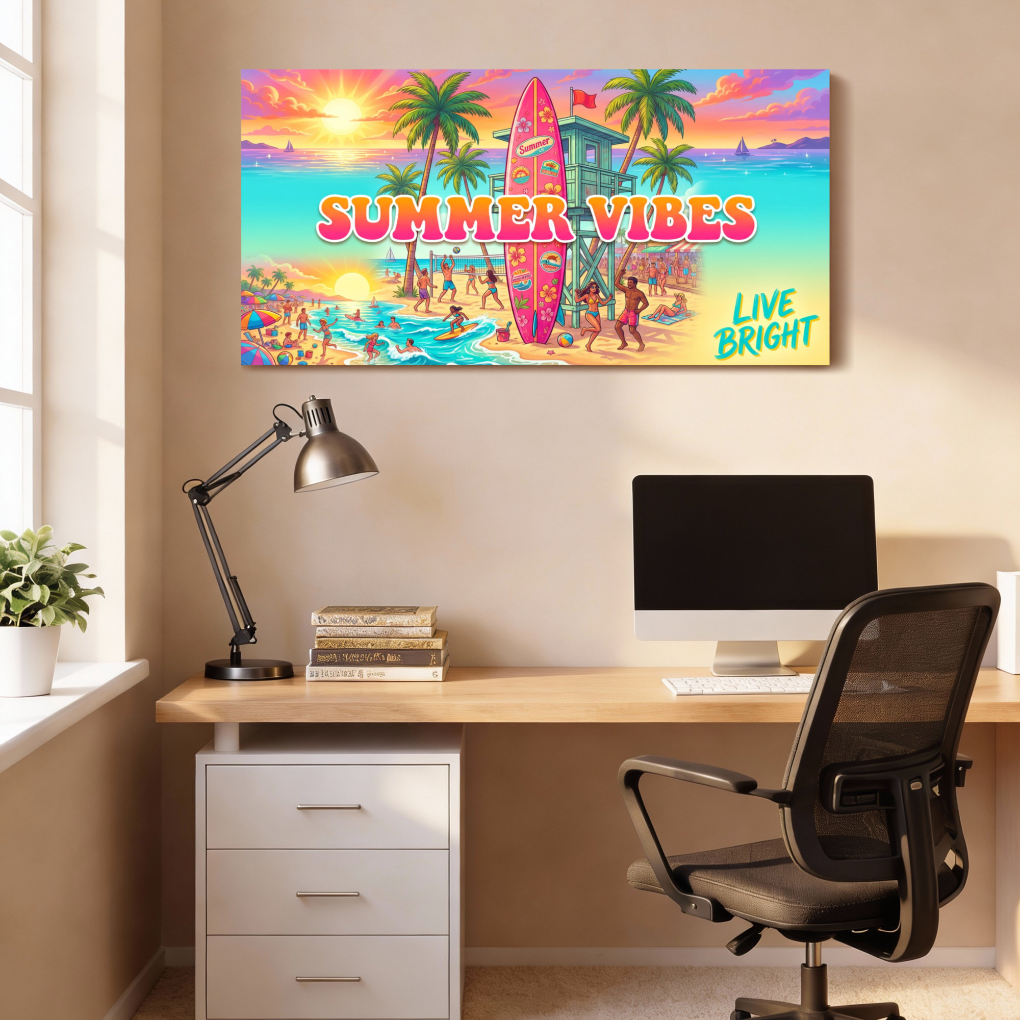 Bay Isle Home™ Summer Vibes Beach Scene Canvas Wrapped Wall Art Oil ...