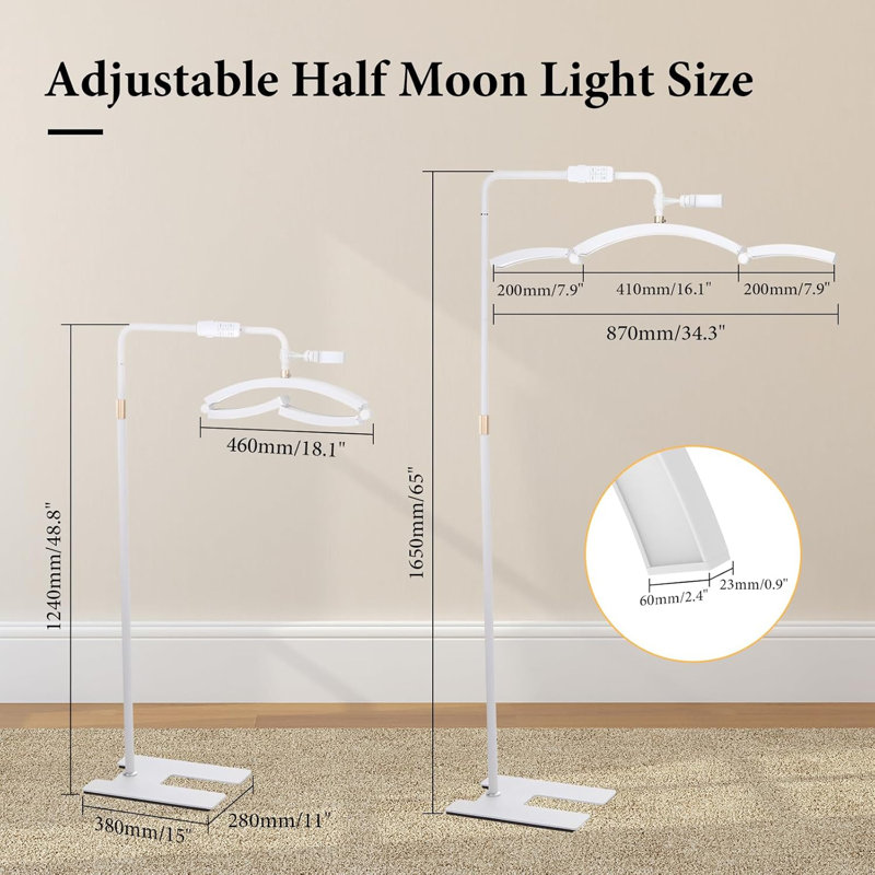Half Moon Lash Lamp: Adjustable Foldable Lamp With Phone Holder For Lash Tech, Makeup, Nails, Tattoos