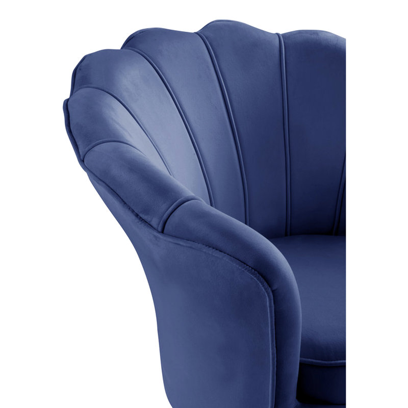 Chaise en velours bleu avec base en métal, 34 po, revêtement riche et doux de 34 po en bleu, pieds, confortable et durable