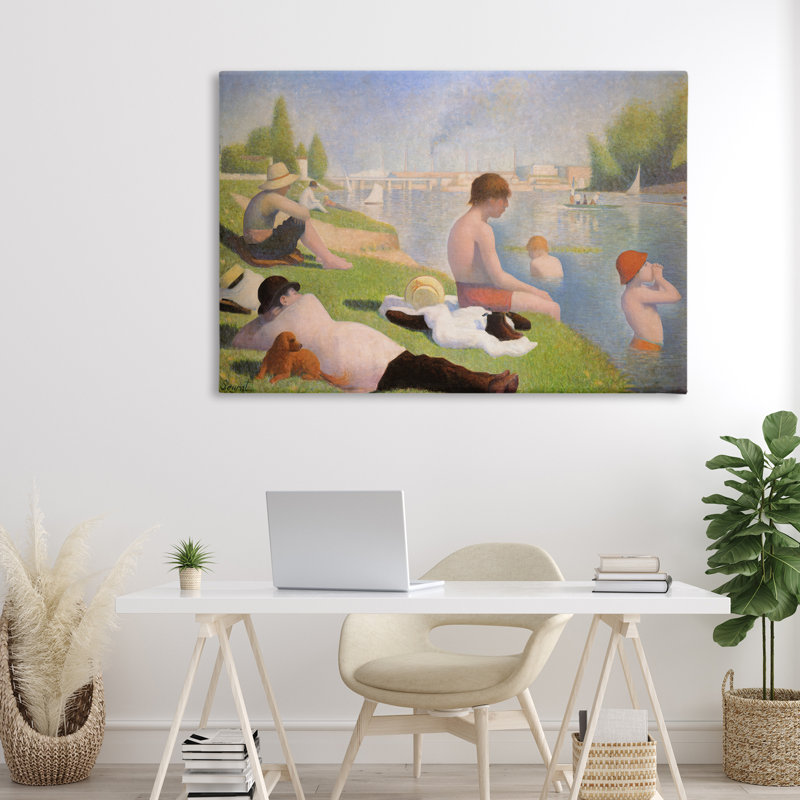 Après-midi baigneurs, toile par George Seurat, H 30 po x l 45 po