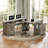  Farmhouse 69" L Shaped Executive Desk with Drawers, Home Office Computer Desk with Charging Station & Monitor Stand, Modern Industrial Corner Desk-114236117
