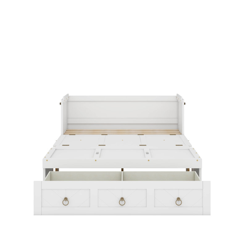 Grand lit escamotable avec port USB et grand tiroir