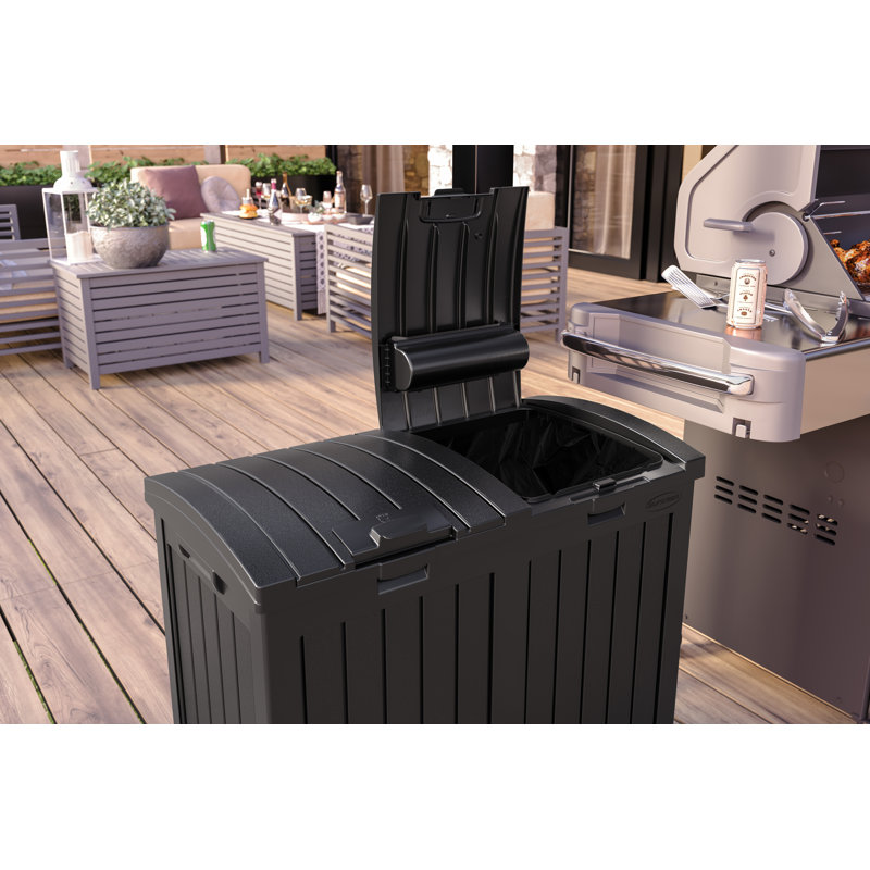 Resin Manual Lift Outdoor Trash/Recycling Bins - 66 Gallons