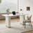 63''Modern White Writing Table, Retacgular Desk With Glossy Sintered Stone Table Top, Double Roman Column Legs-254279071