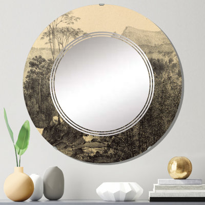 Nature of South America Old Image X - Miroir mural rond traditionnel