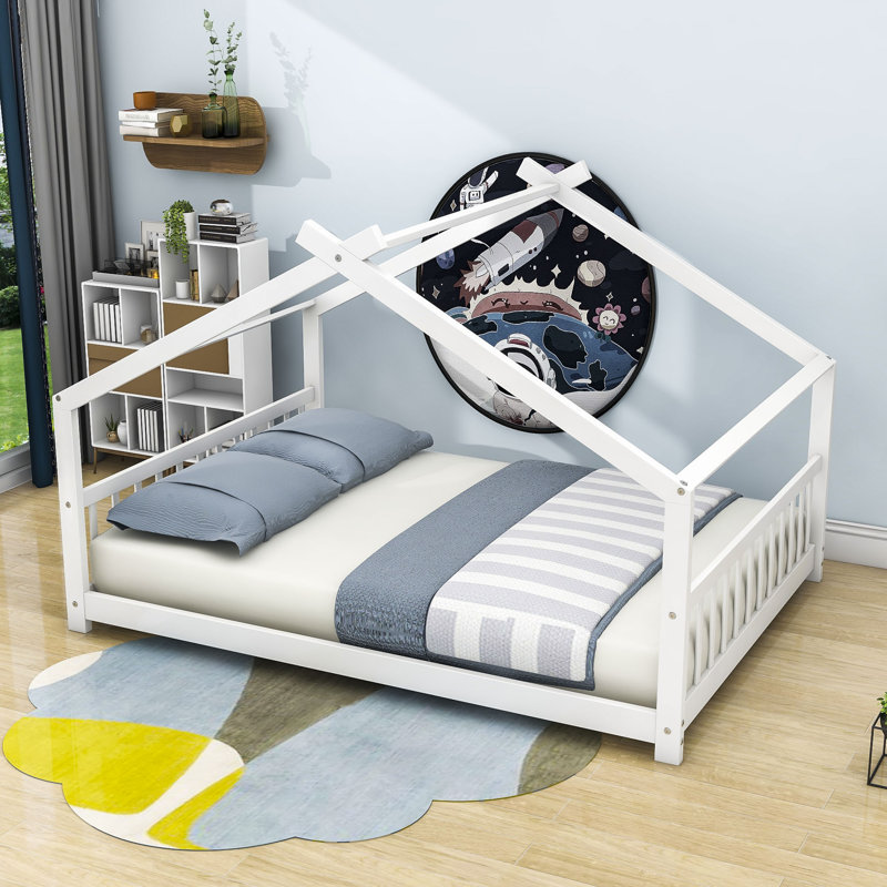 Bunche Wood House Platform Bed, Full, White