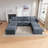 Balus Modular Sofa Bed Set, Button Tufted Reversible Modular Couch With 4 Storage Ottomans, 8 Seater Oversized U Shape Sleeper Sectional Couch Modular Sofa Couch For Living Room-752554316