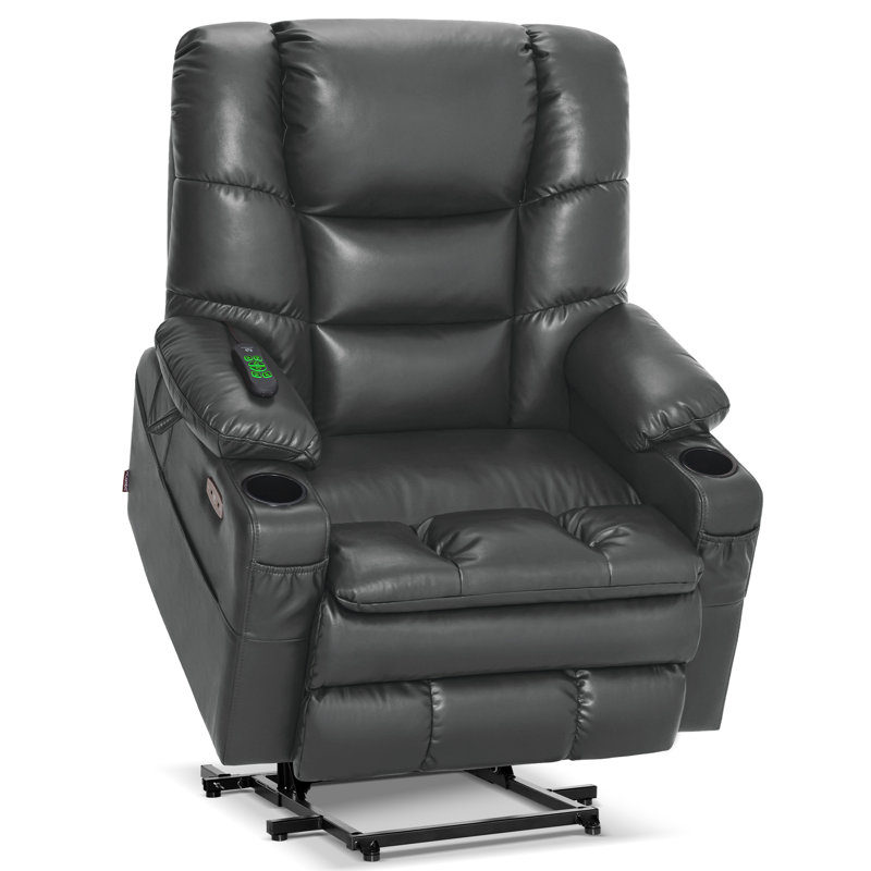 Dual Motor Power Recliner Lift Chair with Adjustable Headrest, Infinite Position, Faux Leather, Dark Gray