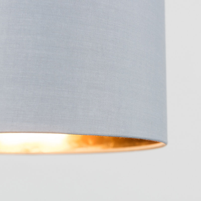 Reni 20cm H Cotton Drum Pendant Shade ( Uno ), Grey/Gold