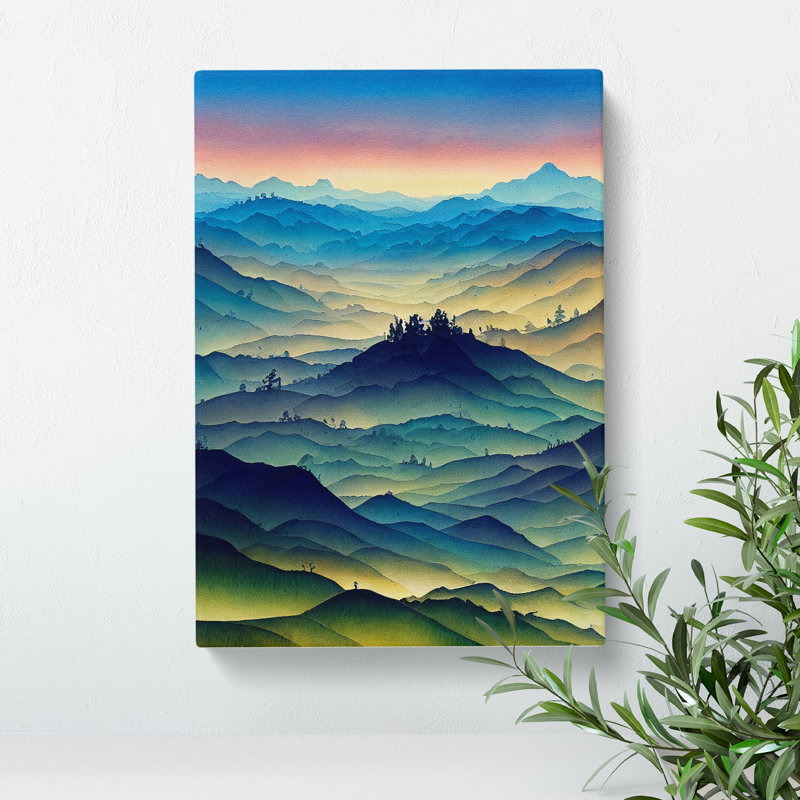 Serene Mountain Landscape No.2 - Wrapped Canvas, 50cm H x 35cm W x 3cm D