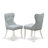 3 Piece Kitchen Table Set Contains a Round Dining Room Table with Pedestal and 2 Baby Blue Linen Fabric Upholstered Chairs, Linen White-1273493146-1273322217-1273322214