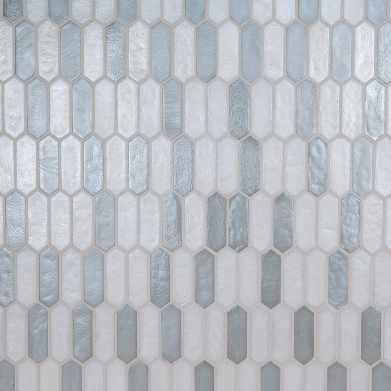 Carrelage mural en mosaïque de verre brillant Rietto Cresta Mist Spire 25,4 cm x 30,5 cm, Cresta Mist