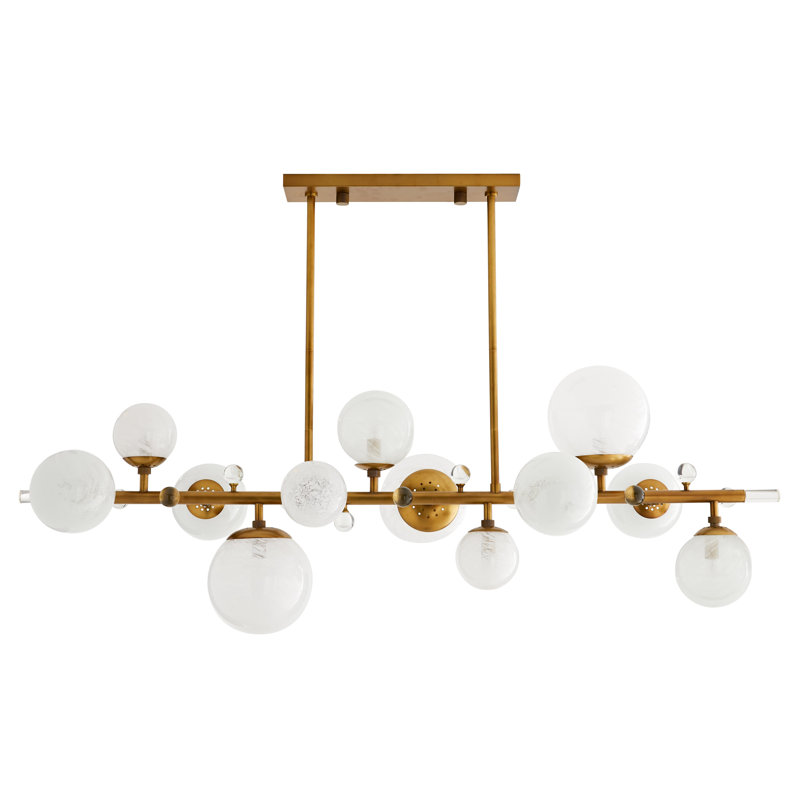 Troon Linear Chandelier, Antique Brass