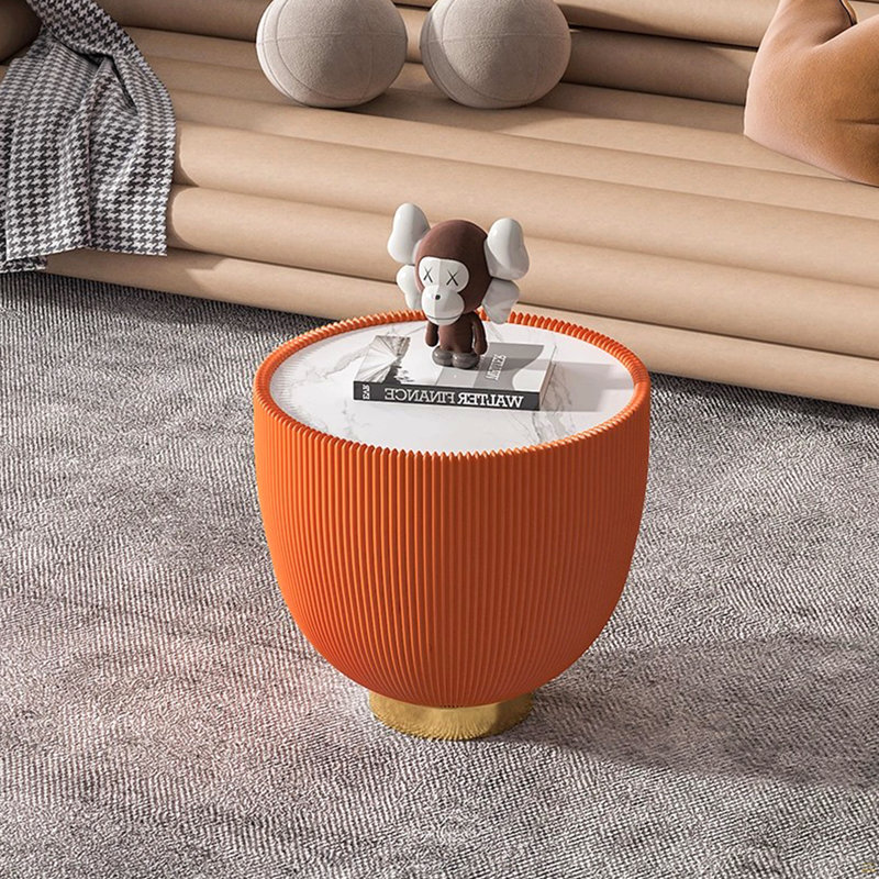Table de bout ronde en bois fritté, Gris
