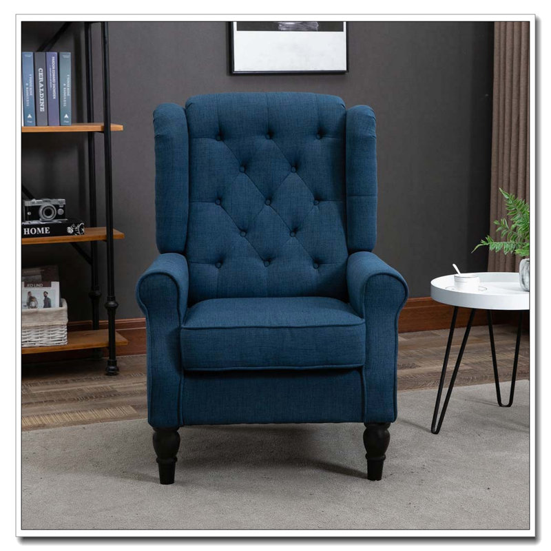 Button-Tufted High Wingback Chair with Thick Padding