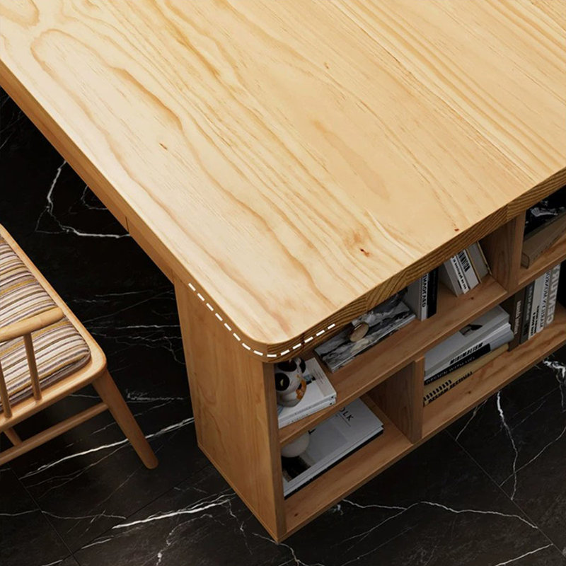 Brown Rectangular Solid Wood desk, 29.53" H x 62.99" W x 27.56" D