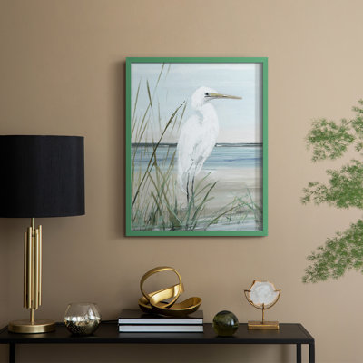 Summertime Heron I, reproduction encadrée - bois massif