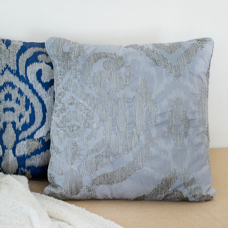 Housse de coussin en polyester texturé Ladacia, Argenté / Gris, polyester