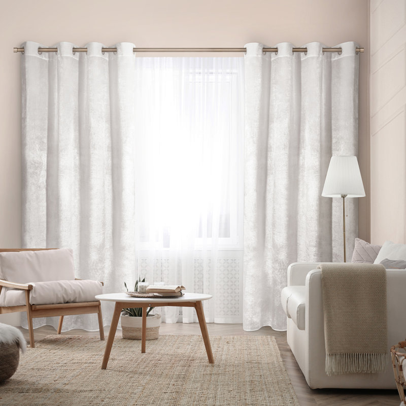 Panneau de rideau semi-transparent en polyester , Blanc