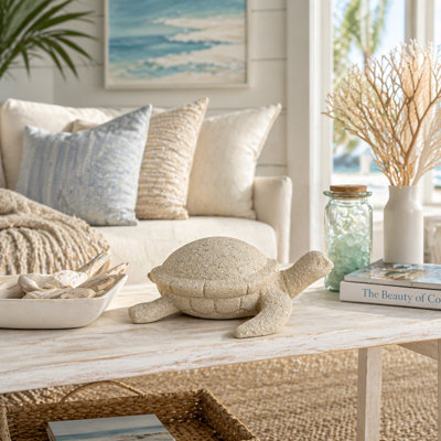 Sculpture décorative en résine de tortue de mer avec texture sable pour la décoration intérieure