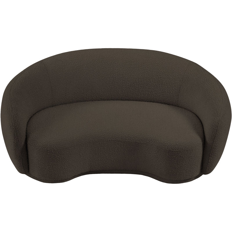 Canapé Chesterfield Hyde, Tissu brun bouclé, H 27,5 po x l 64 po x P 38 po
