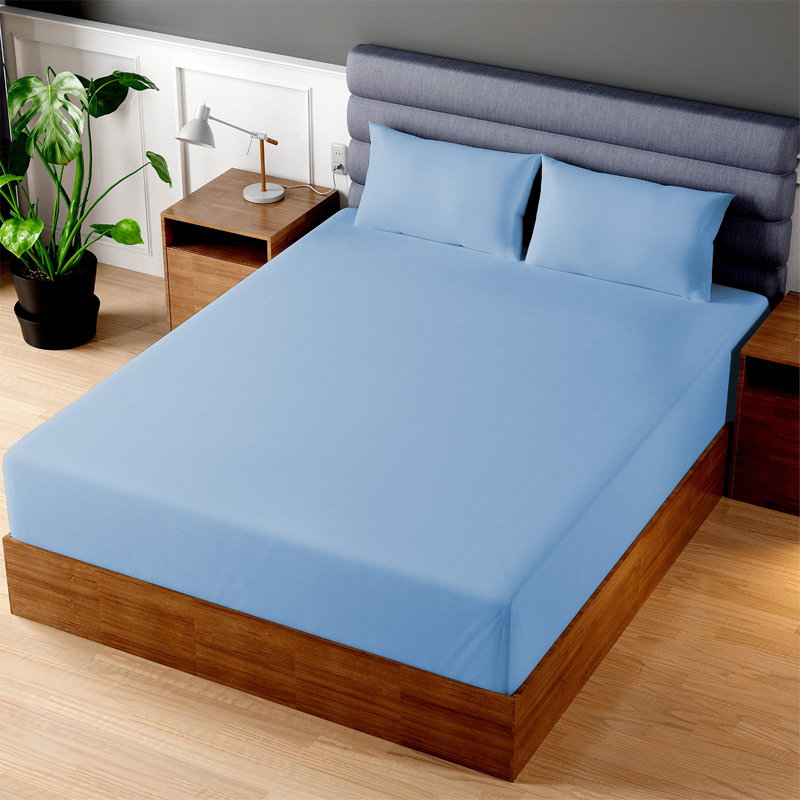 King Size 40 CM Deep Fitted Sheet – Ultra Soft, Breathable & Wrinkle-Free, Light Blue