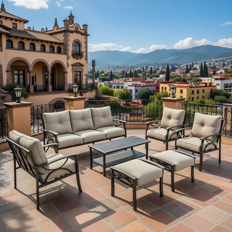 7-Piece Metal Patio Furniture Set, Beige