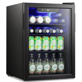 2.6Cu.ft Beverage Refrigerator Cooler, 100 Can Mini Fridge With Glass Door For Soda Beer Or Wine, With Adjustable Removable Shelves, Bar/Office/Home