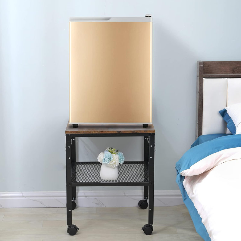 Rustic End Table, 2-Tier Side Table With Adjustable Height Shelf , Rustic Brown
