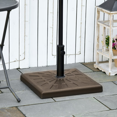Brienne Outsunny 42lbs Resin Patio Umbrella Base, 20" Square Outdoor Umbrella Stand Holder for Parasol Poles 1.26", 1.5", and 1.9" Dia