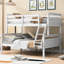 Lit simple blanc au-dessus d'un lit superposé double dans la chambre à coucher - avec garde-corps et blanc, mesures de construction-1846627439