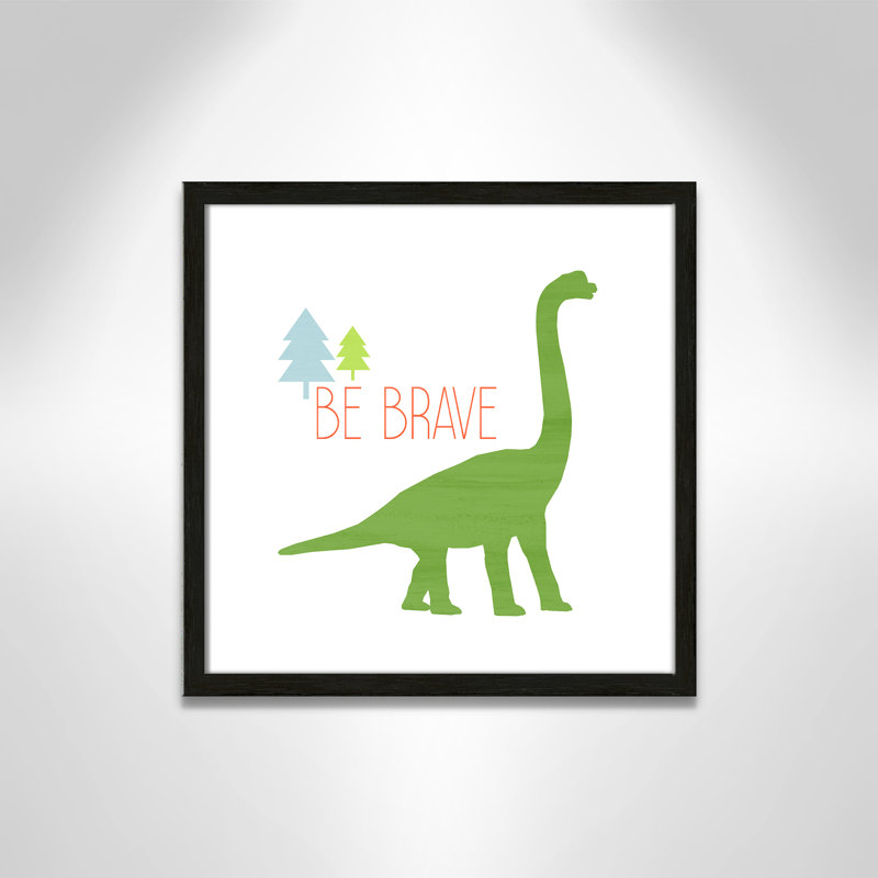 Dino Brave 1 ', art encadré, 16" H x 16" W x 1.18" D, Cadre boîte à grain de bois noir