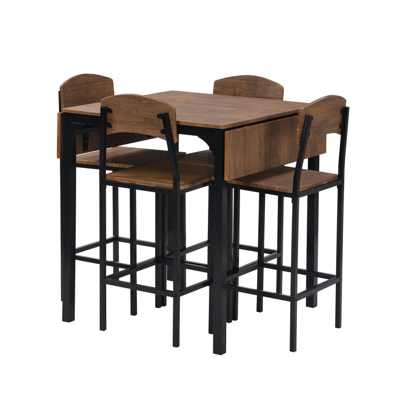 Ensemble de table de salle à manger à abattant à hauteur de comptoir 5 pièces Farmhouse avec chaises confortables pour petits espaces