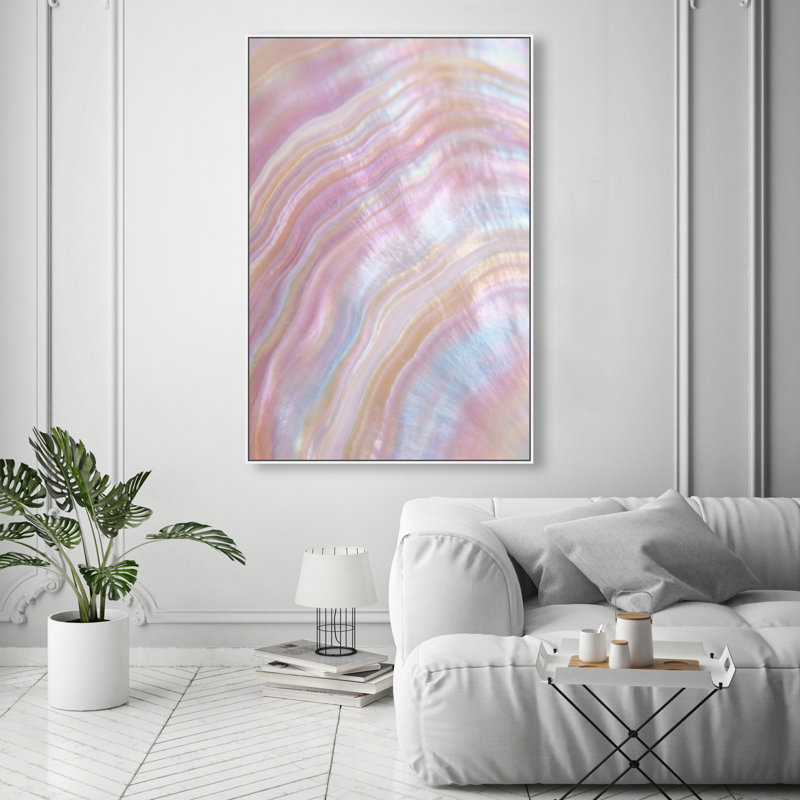 Blush Seashell Print by Oliver Gal, 55"H x 37"W, White Floater Frame