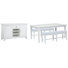 Table de salle à manger extensible grise avec 2 bancs et une desserte