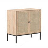 Set Of 2 Rolland A Console Table Side Table With Rattan Door