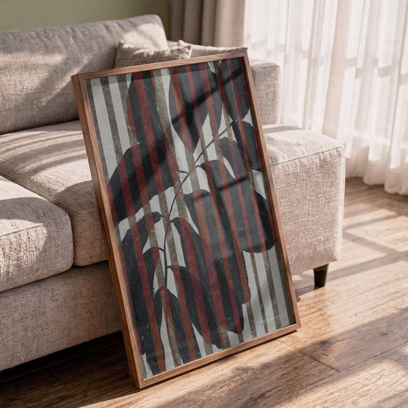 Striped Botanical Print by Other Artist, 24 × 36, Framed Print, Gold