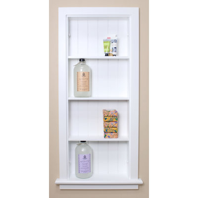 Niche murale encastrée 14X36 avec dossier en lambris et trois tablettes