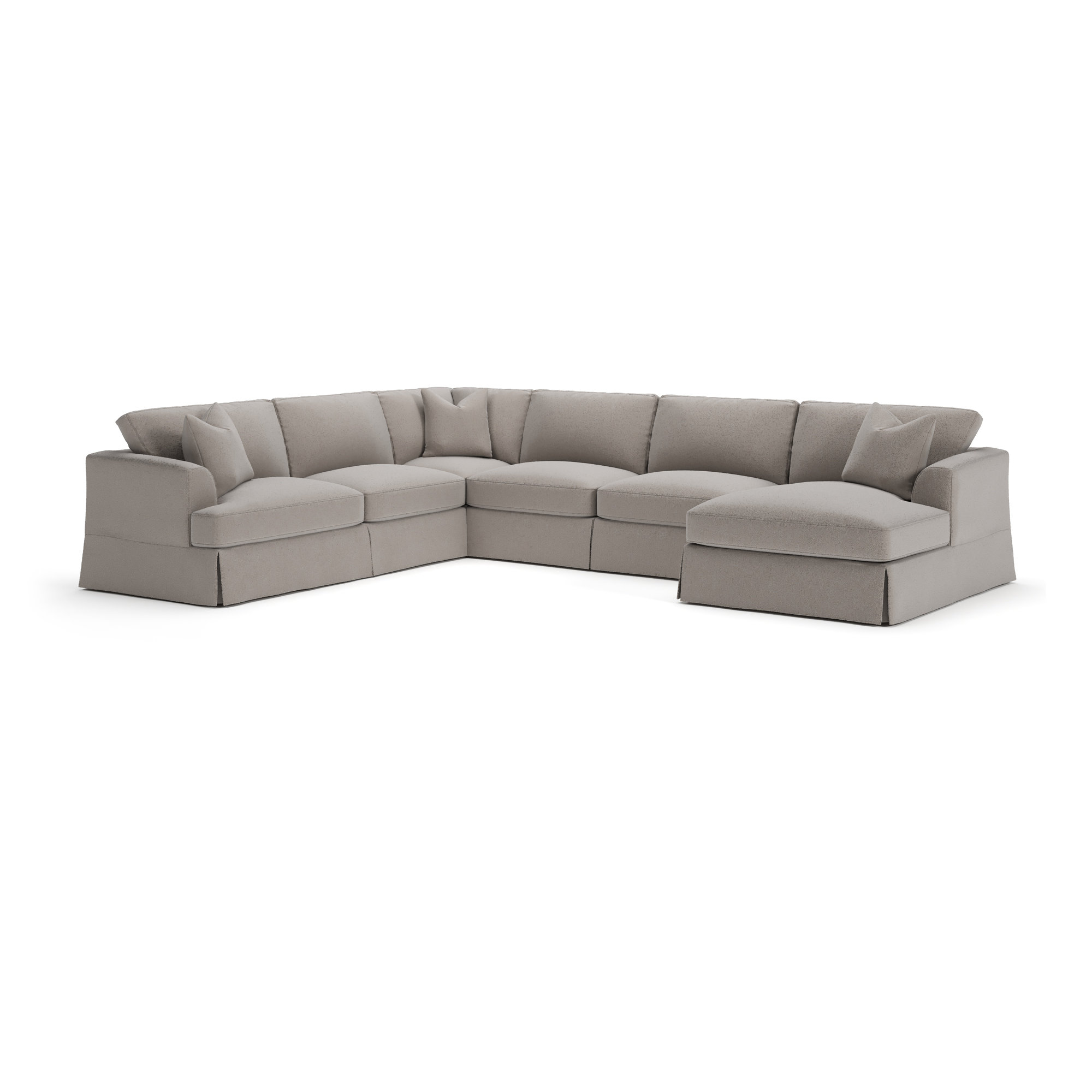 Lucia 5 - Piece Slipcovered Sectional, Right Hand Facing, Apollo Pebble Boucle