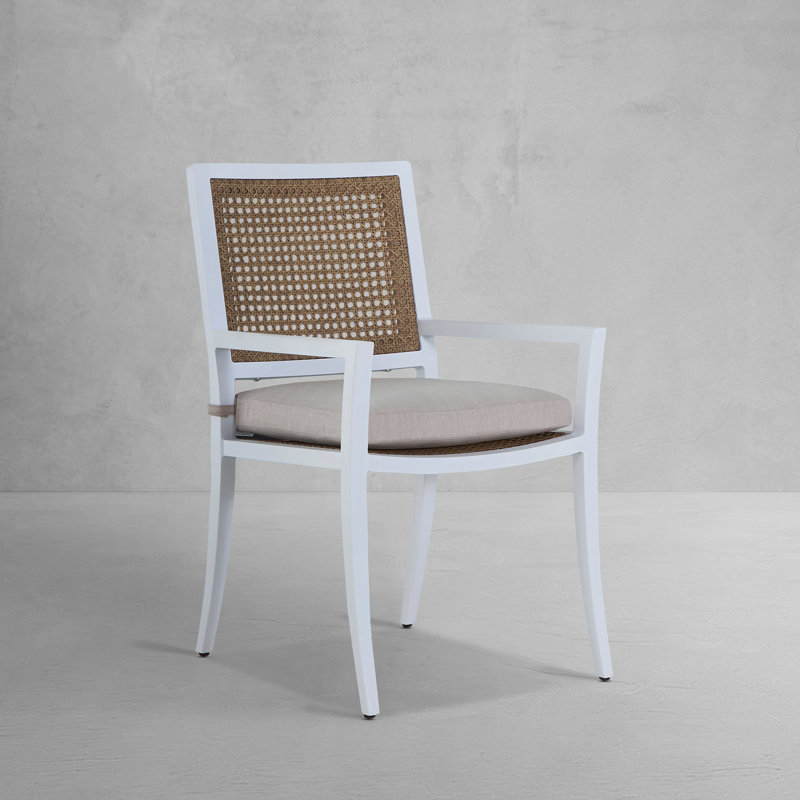 Fauteuil en aluminium et rotin des Bermudes, Welt + bourre standard, Intermix écorce, Craie / canne naturelle