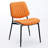 2 Mid Century Dining Chairs In Orange, Pu Leather Covering, Walnut Back, Metal Legs, Ergonomic & Waterproof For Room Of Chairs, Orange Fabric, Home Area