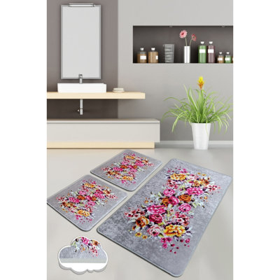 Luxury Bathmat Set (3 Pieces), Soft Antibacterial Polyester, 23.6 x 39.4 inches & 19.7 x 23.6 inches | Non-Slip Underside, 700 g/m² | Machine Washable, Ideal for Bathroom Comfort & Safety