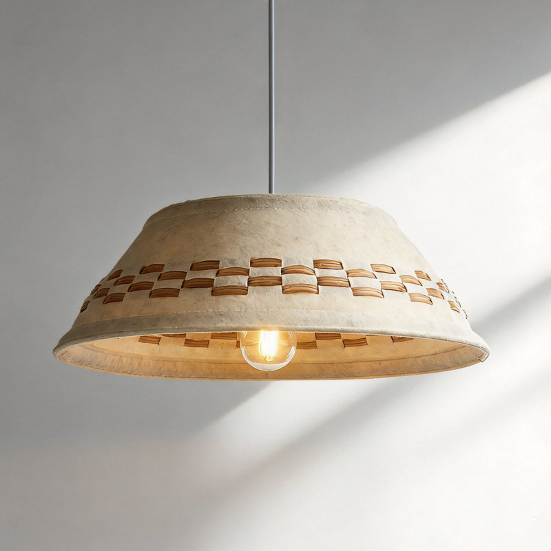 Luminaire suspendu 1 lumière en abat-jour en feutre - Finition métal blanc - Réglable