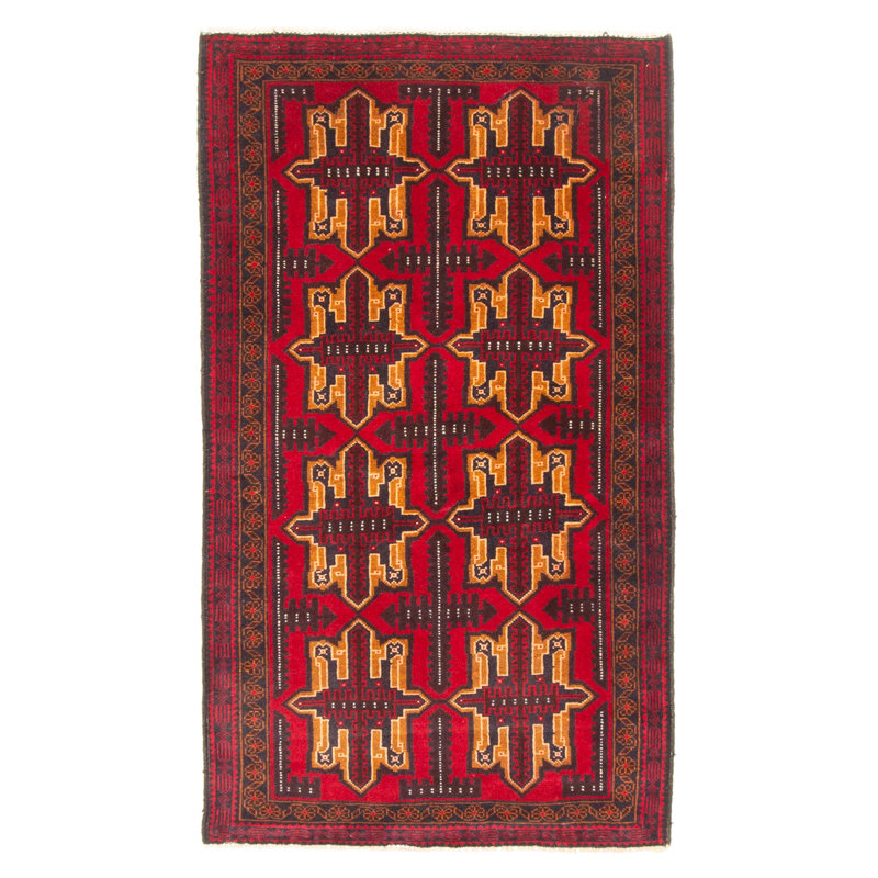 Tapis rouge Teimani 2 pi 9 po x 4 pi 11 po