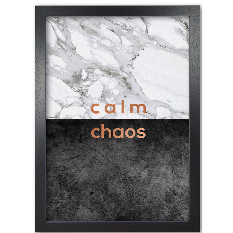 Calm Chaos Marble - Print, 30 cm H x 21 cm W x 5 cm D, Black Grain Frame